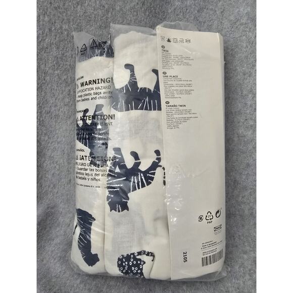 Ikea Urskog Kids Bedding Tiger White Navy Single Duvet Cover & 1 Pillow Case - Picture 2 of 4